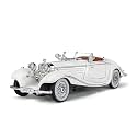 Play Car 1 24 M-Benz 500K Model Car Sports Car Exclusive Alloy Metal Pull Back Die-Cast Car Diecast Metal Pullback Toy Car with Openable Doors &amp; Light Music Toys for Kids - White