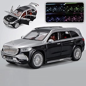 play car 1 24 maybach amg gls63 model car sports car exclusive alloy metal pull back die-cast car diecast metal pullback toy car with openable doors amp light music toys for kids - black