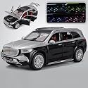 Play Car 1 24 Maybach Amg Gls63 Model Car Sports Car Exclusive Alloy Metal Pull Back Die-Cast Car Diecast Metal Pullback Toy Car with Openable Doors &amp; Light Music Toys for Kids - Black