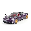 Play Car 1 24 Pagani Model Car Sports Car Exclusive Alloy Metal Pull Back Die-Cast Car Diecast Metal Pullback Toy Car with Openable Doors &amp; Light Music Toys for Kids - Purple