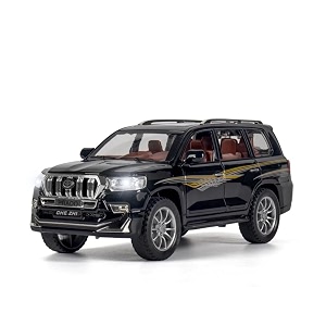 play car 1 24 prado model car sports car exclusive alloy metal pull back die-cast car diecast metal pullback toy car with openable doors amp light music toys for kids - black
