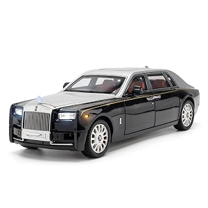 play car 1 24 rolls-royce phantom model car sports car alloy metal pull back car diecast metal pullback toy car with openable doors amp light music toys for kids - silver