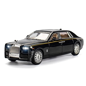 play car 1 24 rolls-royce phantom model car sports car alloy metal pull back car diecast metal pullback toy car with openable doors amp light music toys for kids - black