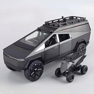 play car 1 24 tesla camping pickup with motorcycle model car sports car alloy metal pull back car diecast metal toy car with openable doors amp light music toys for kids - black