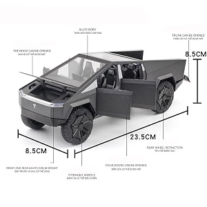 play car 1 24 tesla pickup model car sports car exclusive alloy metal pull back die-cast car diecast metal pullback toy car with openable doors amp light music toys for kids - black