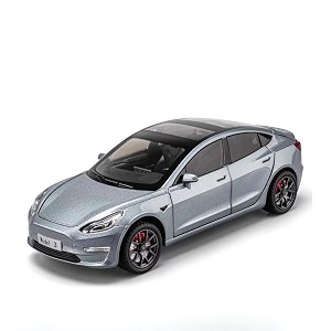 play car 1 24 tesla model 3 model car sports car exclusive alloy metal pull back die-cast car diecast metal pullback toy car with openable doors amp light music toys for kids - silver