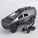 Play Car 1 24 Tesla Camping Pickup with Motorcycle Model Car Sports Car Alloy Metal Pull Back Car Diecast Metal Toy Car with Openable Doors &amp; Light Music Toys for Kids - Black