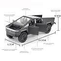 Play Car 1 24 Tesla Pickup Model Car Sports Car Exclusive Alloy Metal Pull Back Die-Cast Car Diecast Metal Pullback Toy Car with Openable Doors &amp; Light Music Toys for Kids - Black