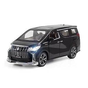 play car 1 24 toyota alphard model car sports car exclusive alloy metal pull back die-cast car diecast metal pullback toy car with openable doors amp light music toys for kids - black