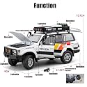 Play Car 1 24 Toyota Land Cruiser LC80 Model Car Sports Car Alloy Metal Pull Back Car Diecast Metal Pullback Toy Car with Openable Doors &amp; Light Music Toys for Kids - White