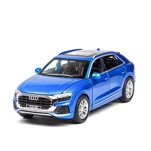 play car 1 32 audi q8 model car sports car alloy metal pull back die-cast car diecast metal pullback toy car with openable doors amp light music toys for kids - blue