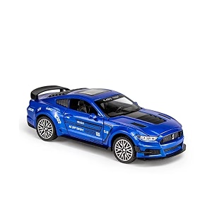 play car 1 32 ford mustang gt500 model car sports car alloy metal pull back die-cast car diecast metal pullback toy car with openable doors amp light music toys for kids - blue