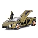 Play Car 1 32 Lamborghini MILETRY Toy Car Metal Pull Back Diecast Car with Openable Door and Sound Light, Gifts Toys for Kids Olive
