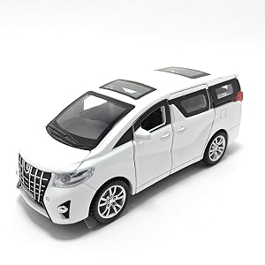 play car 1 32 pull-back toyoto alphard toy car with open door vehicles sound and lights diecast metal plastic toys for kids and childrens - white