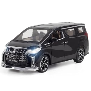 play car 1 32 pull-back toyoto alphard toy car with open door vehicles sound and lights diecast metal plastic toys for kids and childrens - black