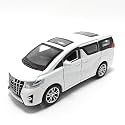 Play Car 1 32 Pull-Back Toyoto Alphard Toy Car with Open Door Vehicles, Sound, and Lights Diecast Metal Plastic Toys for Kids and Childrens - White