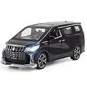 Play Car 1 32 Pull-Back Toyoto Alphard Toy Car with Open Door Vehicles, Sound, and Lights Diecast Metal Plastic Toys for Kids and Childrens - Black