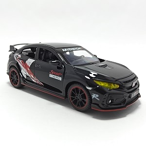 play car 1 32 toy car for honda civic type-r diecast toy vehicle metal pull back model car with light and sound for kids adults gift - black