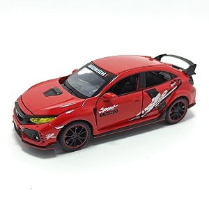 play car 1 32 toy car for honda civic type-r diecast toy vehicle metal pull back model car with light and sound for kids adults gift - red