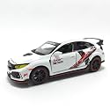 Play Car 1 32 Toy Car for Honda Civic Type-R Diecast Toy Vehicle Metal Pull Back Model Car with Light and Sound for Kids Adults Gift - White
