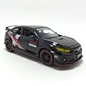 Play Car 1 32 Toy Car for Honda Civic Type-R Diecast Toy Vehicle Metal Pull Back Model Car with Light and Sound for Kids Adults Gift - Black