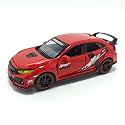 Play Car 1 32 Toy Car for Honda Civic Type-R Diecast Toy Vehicle Metal Pull Back Model Car with Light and Sound for Kids Adults Gift - red