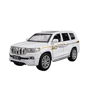 play car 1 32 toyota prado model model car sports car exclusive alloy metal pull back die-cast car diecast metal pullback toy car with openable doors amp light music toys for kids - white