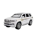 Play Car 1 32 Toyota Prado Model Model Car Sports Car Exclusive Alloy Metal Pull Back Die-Cast Car Diecast Metal Pullback Toy Car with Openable Doors &amp; Light Music Toys for Kids - White