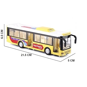 play car bus toy diecast metal alloy london long toy bus for kids light music open door collection bus toys for boy kids - yellow