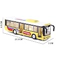 Play Car Bus Toy Diecast Metal Alloy London Long Toy Bus for Kids Light Music Open Door Collection Bus Toys for Boy Kids - Yellow