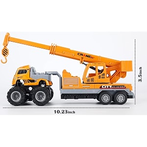 play car construction truck toys crane loader excavator truck toys diecast alloy with friction powered toy for kids boys and girls best gift truck toys - yellow