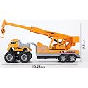 Play Car Construction Truck Toys Crane Loader Excavator Truck Toys Diecast Alloy with Friction Powered Toy for Kids Boys and Girls Best Gift Truck Toys - Yellow