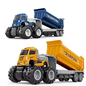 play car kids dumper truck diecast alloy construction truck with friction powered miniature truck toys for boys and girls - multicolor