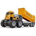 Play Car Kids Dumper Truck Diecast Alloy Construction Truck with Friction Powered Miniature Truck Toys for Boys and Girls - Yellow