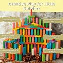 TOYTONIC 120 Pcs Colorful Wooden Building Blocks Educational Board Game for Kids–Educational Domino Set for Boys & Girls – Indoor Fun Games & Party Activities – Toys for Ages 3 to 12 Years(12 Colors)