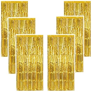golden foil fringe tinsel curtains pack of 6 for photo backdrop birthday anniversary welcome baby valentines day amp party decorations