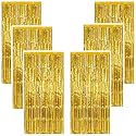 Golden Foil Fringe Tinsel Curtains Pack of 6 for Photo Backdrop, Birthday, Anniversary, Welcome Baby, Valentine’s Day & Party Decorations
