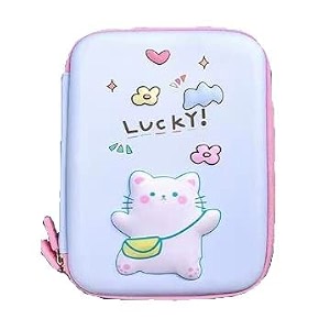 pencil pouch for kids - multi-purpose zipper pencil case pencil box for boys pen amp pencil pouch bag stationary organizer for kids 3d hardtop eva canvas pencil case cute cat pencil case