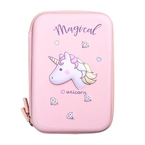 unicorn 3d cover pencil case compass with compartments school supply organizer for students stationery box cosmetic zip pouch bag unicorn pencil case