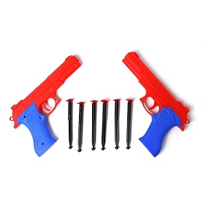 toyzone chhota bheem softgun-57901  shooting gun  safe and long range  aim gun  6-play softgun darts with 2 guns  easy to load  pull amp action proshot  for kids teens