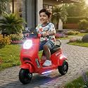 Toyzone Wizard Electric Scooty | Rechargeable Scooty 6V | Powered by 6.5 ah Battery | Music Player with Bluetoooth &amp; USB | 6 Month Warranty on Battery | Make in India | for Kids 2+ Years (Red)