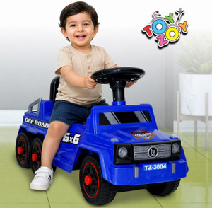 toyzoy starlight 6x6 ride-on car for kids with music  light manual jeepage2years jeep non battery operated ride on