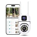 Plus 4+4MP Dual Lens Mini Wireless PTZ | Live Monitoring | CCTV Camera Color Night Mode | Motion Detection | Two-Way Audio | Indoor/Outdoor Security Camera for Home (Dual Lens Mini Dome K-804)