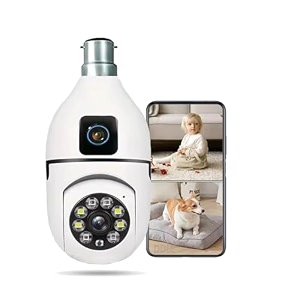 tp plus 3mp full hd indoor wireless wifi cctv security camera  motion tracking  two way talk  colored light vision  support upto 128gb sd card  includes indian holder dual lens light camera