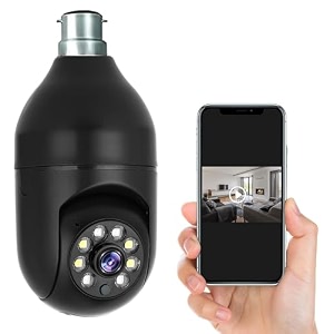 tp plus 3mp full hd smart wi-fi cctv home security camera 360 with pan tilt bulb camera view amp talk perfect for home office monitoring black light1