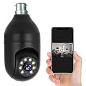 TP PLUS 3MP Full HD Smart Wi-Fi CCTV Home Security Camera 360° with Pan Tilt Bulb Camera View &amp; Talk Perfect for Home Office Monitoring (Black Light1)