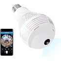 TP Plus V380 Pro Wi-Fi Full Ultra HD 1080P CCTV Smart Security Camera | LED Bulb Light with Holder | Indoor Wireless Panoramic Fish Eye Vision (Bulb Camera K-802)