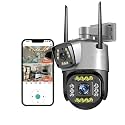 TP PLUS 6MP Wireless WiFi Dual Lens PTZ Camera | Full HD 1080p | 360° Pan Tilt Zoom | Color Night Vision | Two-Way Audio | Weatherproof Outdoor Security Camera | Mobile App V380 PRo (Dual Lens PTZ1)