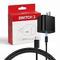 Switch 2 Fast Charger 60W - Original Quality, 6.6FT Type-C Power Supply Adapter for Nintendo Switch1/2/OLED/Lite, Steam Deck, Supports 4K TV Dock Mode (20V/3A) (Black)