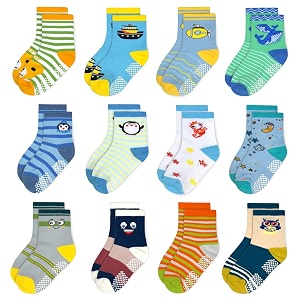 Tphon 12 Pairs Toddler Non Skid Socks